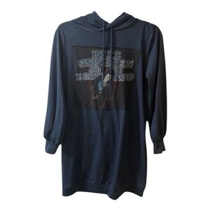 Bruce Springsteen Upcycled Blue Graphic Hoodie Dress size small